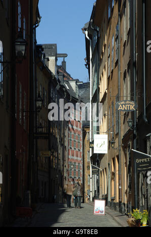 Travel stock, Stockholm, Suède. Rues étroites de la vieille ville de Stockholm Gamla Stan Banque D'Images