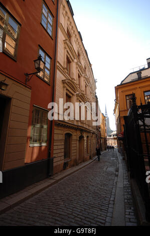 Travel stock, Stockholm, Suède. Rues étroites de la vieille ville de Stockholm Gamla Stan Banque D'Images