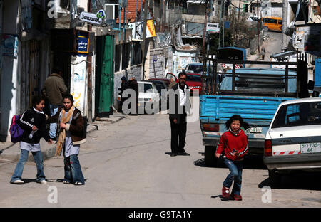 Photos de voyage du Moyen-Orient. Une rue dans la zone des réfugiés de Ramallah. Banque D'Images