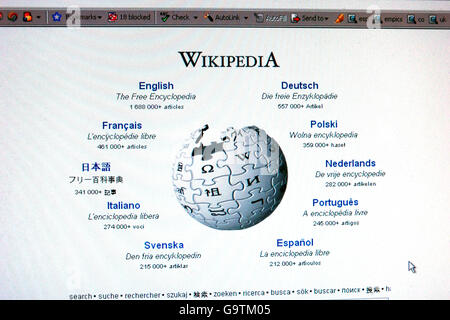 Stock - site Web Wikipedia Screengrabs Banque D'Images