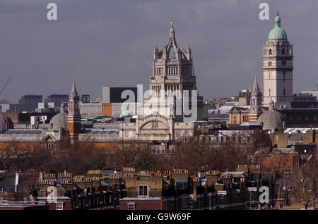 Musée Victoria et Albert. Vue depuis Sloane Square, vue nord-ouest sur Kensington et Chelsea. Banque D'Images