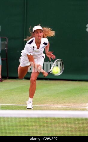 Tennis, Wimbledon 2001, troisième tour. Emmanuelle Gagliardi Banque D'Images