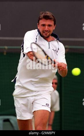 Tennis, Wimbledon 2001, troisième tour. Goran Ivanisevic Banque D'Images