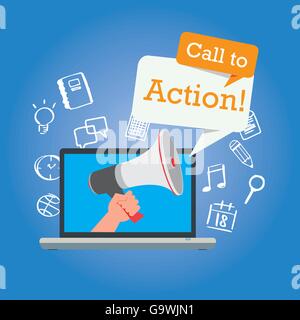 Bouton d'appel à l'action marketing marketing en ligne page design illustration Illustration de Vecteur