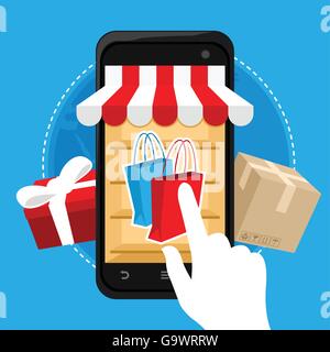 Magasinage en ligne eCommerce concept mobile Illustration de Vecteur