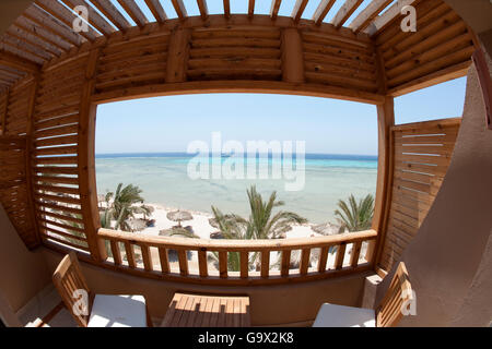 L'hôtel balcony view, le disjoncteur est plongée et surf Lodge, Soma Bay, Safaga, Egypte, Afrique / Safaga Banque D'Images