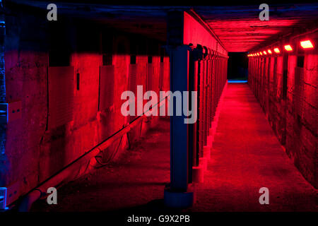 Parc paysager Duisburg, abandonné l'usine sidérurgique, musée en plein air, light show de Jonathan Park, Duisbourg, Rhénanie du Nord-Westphalie, Allemagne, Europe Banque D'Images