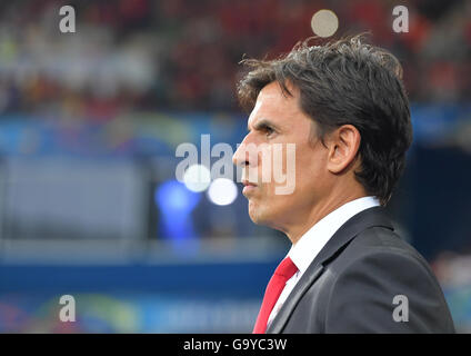 Lille Métropole, France. 1er juillet 2016. L'entraîneur-chef Chris Coleman de Galles avant l'UEFA EURO 2016 football match de quart de finale entre le Pays de Galles et en Belgique au Stade Pierre Mauroy à Lille Métropole, France, 01 juillet 2016. Photo : Peter Kneffel/dpa/Alamy Live News Banque D'Images