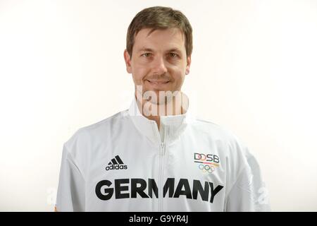 Hanovre, Allemagne. Le 04 juillet, 2016. Timo Boll pose à un photocall lors des préparatifs pour les Jeux Olympiques de Rio au Emmich Cambrai Barracks à Hanovre, Allemagne. Le 04 juillet 2016. Crédit photo : Frank Mai/ photo alliance. Dans le monde d'utilisation | © dpa/Alamy Live News Banque D'Images