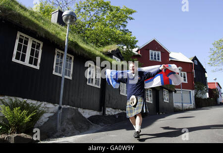 L'Ecosse - Football Fans - Torshavn Banque D'Images