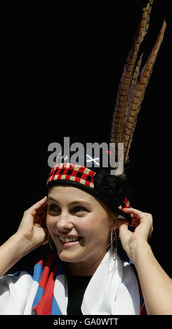 L'Ecosse - Football Fans - Torshavn Banque D'Images