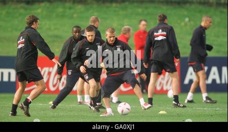 David Beckham de Manchester United à l'entraînement d'aujourd'hui en Angleterre Banque D'Images