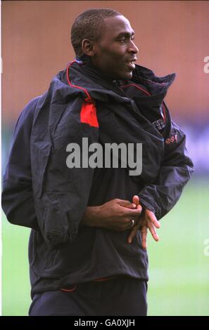 Andrew Cole de Manchester United à l'entraînement d'aujourd'hui en Angleterre Banque D'Images