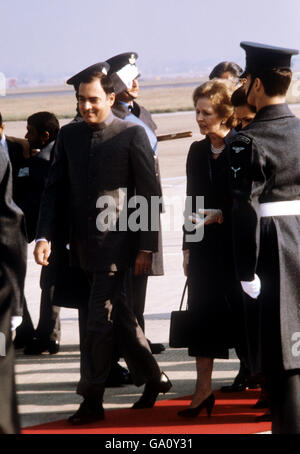 Margaret Thatcher et Rajiv Gandhi Banque D'Images