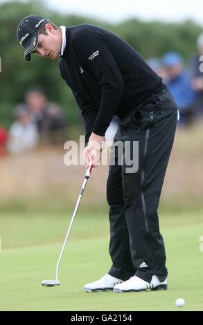 Justin Rose d'Angleterre en action pendant le Championnat d'Open au Carnoustie Golf Links en Écosse de l'est. , PAS D'UTILISATION DE TÉLÉPHONE MOBILE Banque D'Images