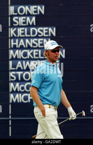 Golf - Barclays Scottish Open - première journée - Loch Lomond.Mikko Ilonen, en Finlande, sur le 18ème green lors de l'Open d'Écosse de Barclays au Loch Lomond, Glasgow. Banque D'Images