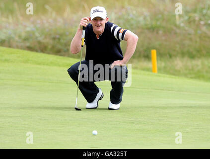 Steve Parry en Angleterre pendant la journée de pratique du 136e Open Championship à Carnoustie, en Écosse. Banque D'Images