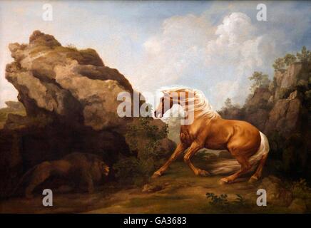 Cheval effrayé par un lion, 1763 George Stubbs, England, UK Banque D'Images