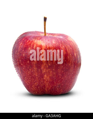 Goutte d'eau sur une pomme fruit isolated on White Banque D'Images