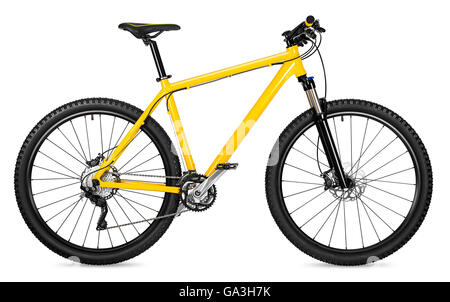 Vtt 29er jaune isolé sur fond blanc Banque D'Images