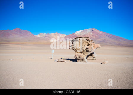 Désert de sable et de l'incroyable rock formation, connu sous le nom de 'Rock', sur les hautes terres andines. Route vers le célèbre Uyuni Salt Flat, Banque D'Images