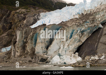 Glacier Garibaldi, Darwin, le Parc National de la Terre de Feu, Patagonie, Chili, Amérique du Sud Banque D'Images