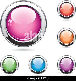 Vector set de boutons brillant Illustration de Vecteur