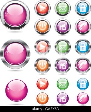 Vector set de boutons brillant Illustration de Vecteur