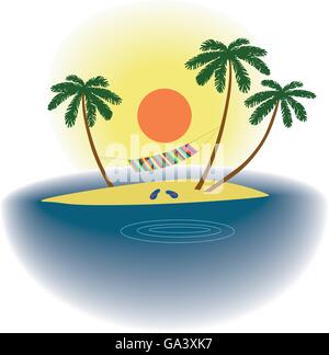 - Vacances d'été, l'île de palmiers, de sable et de la mer chaude Illustration de Vecteur