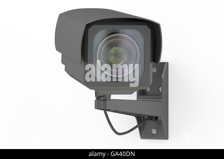 Caméra de sécurité, rendu 3D isolé sur fond blanc Banque D'Images