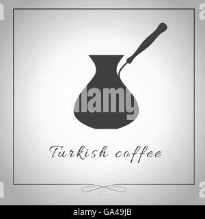 Pot de café turc, à l'origine appelé Cezve. Silhouette graphique. Illustration isolé. Vecteur. Illustration de Vecteur