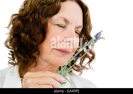 Close-up of young woman smelling flowers Banque D'Images
