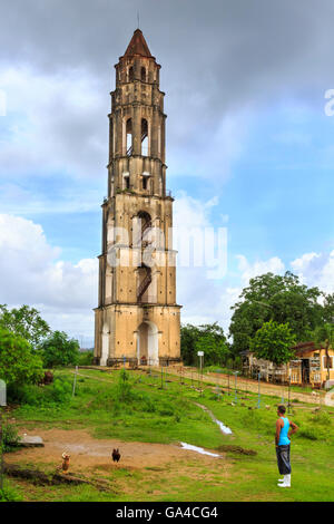 Manaca Iznaga Estate Tower, Valle de los Ingenios, vallée des moulins à sucre le Site du patrimoine mondial de l'UNESCO, Trinidad, Cuba Central Banque D'Images