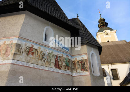 Church Metnitz, ossuaire, représentations de Metnitzer Totentanz (danse macabre), Metnitz Kärnten, Autriche, Carinthie, Banque D'Images