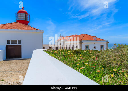 Cabo Sao Vicente lighthouse sur côte du Portugal près de Lagos Banque D'Images