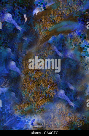 Abstrait art fond texture jaune et bleu. Banque D'Images