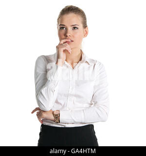 Portrait of young businesswoman isolé sur fond blanc Banque D'Images