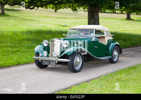 1952 MG TF VERT TD à Leighton Hall Classic Car Rally, Carnforth, Lancashire, Royaume-Uni. 3 juillet, 2016. Le rallye automobile classique annuelle a lieu dans le magnifique hall Leighton dans Carnforth Lancashire. Sport classique britannique Spectator a attiré des milliers de visiteurs dans cette partie du pays pittoresque sur la côte nord-ouest de l'Angleterre. Credit : Cernan Elias/Alamy Live News Banque D'Images