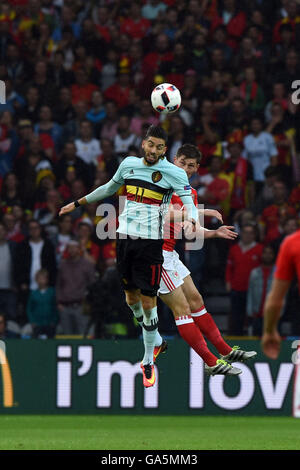 Villeneuve-d'Ascq, Lille, France. 1er juillet 2016. Yannick Ferreira-Carrasco (BEL) Football/soccer : UEFA EURO 2016 Quart de finale entre le Pays de Galles 3-1 Belgique à Stade Pierre-Mauroy à Villeneuve-d'Ascq, Lille, France . © aicfoto/AFLO/Alamy Live News Banque D'Images