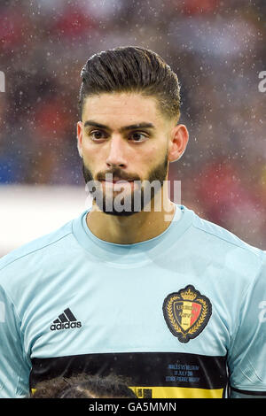 Villeneuve-d'Ascq, Lille, France. 1er juillet 2016. Yannick Ferreira-Carrasco (BEL) Football/soccer : UEFA EURO 2016 Quart de finale entre le Pays de Galles 3-1 Belgique à Stade Pierre-Mauroy à Villeneuve-d'Ascq, Lille, France . © aicfoto/AFLO/Alamy Live News Banque D'Images