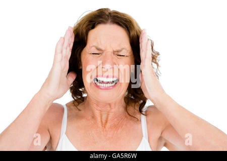 Close-up of young woman shouting Banque D'Images