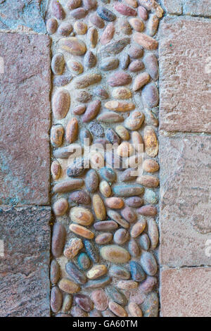 La texture d'une rue pavée rue pavée de Cusco, Pérou Banque D'Images