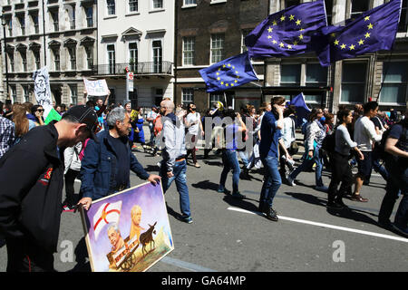 02/07/2016 Mars pour l'Europe, Anti-Brexit protestation, Londres, Royaume-Uni Banque D'Images