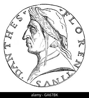 Un florin florentin avec le portrait de Dante Alighieri, 1265 - 1321, un poète et philosophe italien Banque D'Images