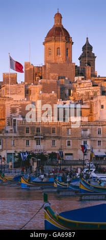 Vue de Senglea Vittoriosa sur dans la soirée, de Malte, de l'Europe Banque D'Images