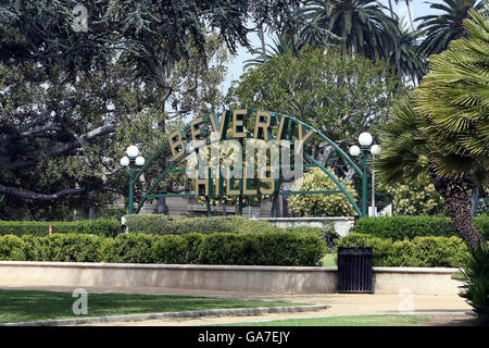 Panneau Beverly Hills dans le comté de Los Angeles. Banque D'Images