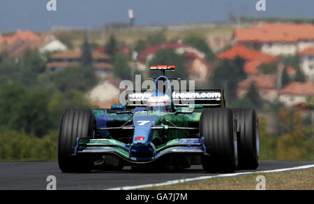 Formula One Motor Racing - Grand Prix de Hongrie - qualification - Hungaroring.Jenson Button dans la Honda lors de la troisième séance de qualifications sur le circuit Hungaroring, près de Budapest, en Hongrie. Banque D'Images