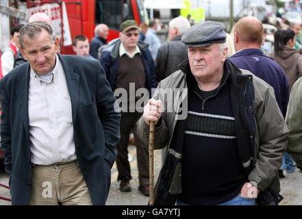 Les commerçants de chevaux à la foire d'Auld Lammas à Ballycastle, Co Antrim. Banque D'Images