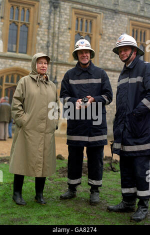 Catastrophes naturelles et accidents - Château de Windsor Windsor - Incendie Banque D'Images