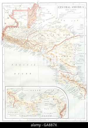 L'AMÉRIQUE CENTRALE Honduras Panama:Guatemala Belize Costa Rica El Salvador 1910 map Banque D'Images